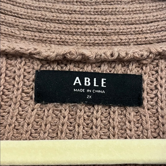 Able Women's Tan V-Neck Sweater - Picture 2 of 4